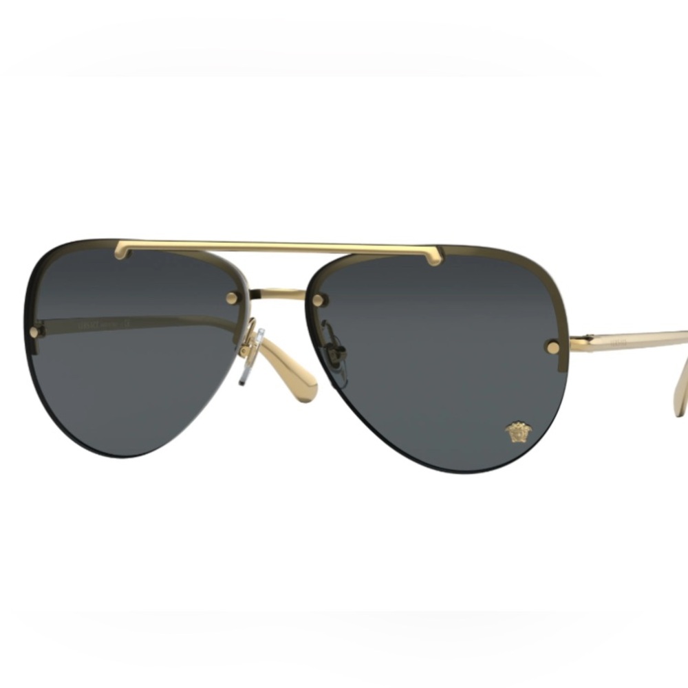 Versace Gold Aviator Sunglasses with Rimless Design